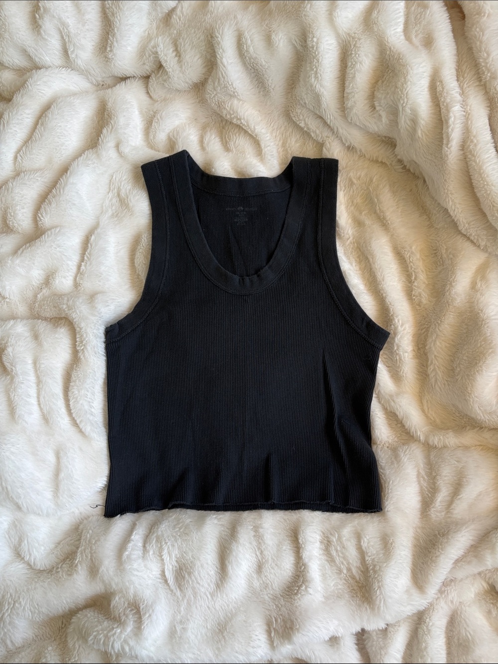 Brandy Melville Black Ribbed Cropped Tank